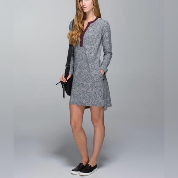 Lululemon Effortless Dress Plush Petal Black Ghost Bordeaux Drama Sz2 Rare - Picture 1 of 11